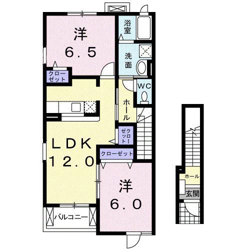 メープル(2LDK/2階)の間取り写真