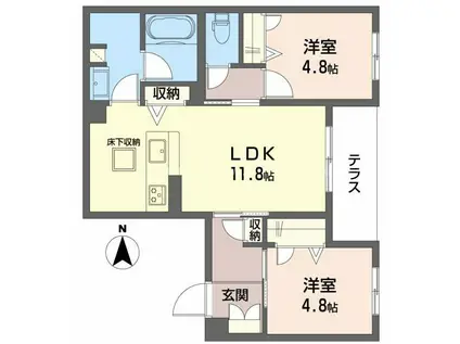 シャーメゾン大昌(2LDK/1階)の間取り写真