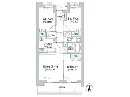 パークアクシス千歳船橋(3LDK/1階)の間取り写真