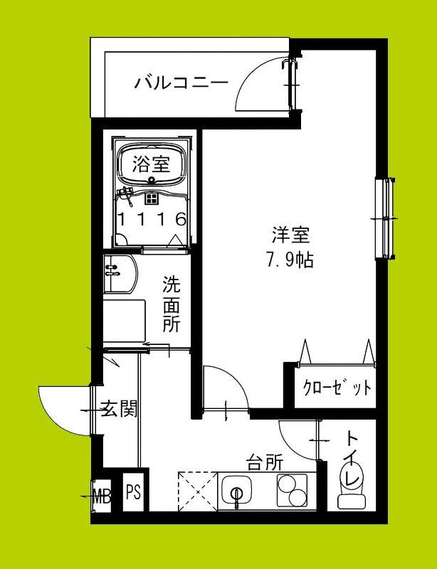 フジパレス今川公園東V番館(1K/1階)の間取り写真