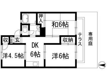サンドミール(3DK/1階)の間取り写真