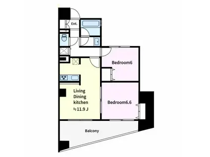 ベル・ウッド トミー(2LDK/6階)の間取り写真