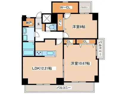 ハチマル本庄ビル(2SLDK/6階)の間取り写真