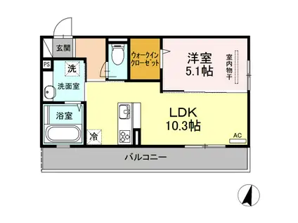 ラ・ティアラ(1LDK/2階)の間取り写真