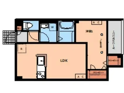 大山金井町アパート(1LDK/3階)の間取り写真