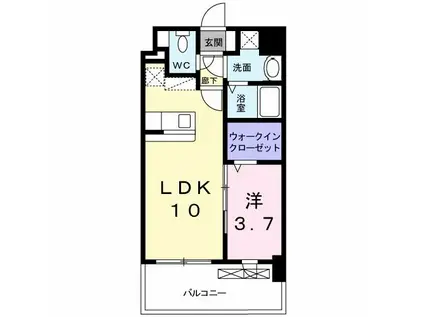 グランドクリーンヒット松田(1LDK/4階)の間取り写真