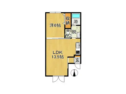 VICTORIANA(1LDK/2階)の間取り写真