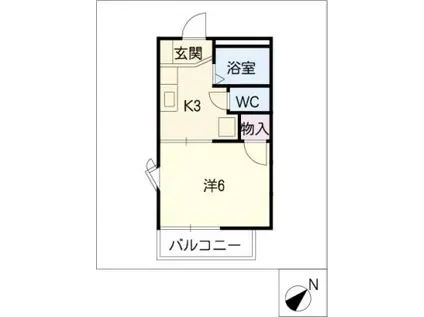 フローラITO(1K/2階)の間取り写真