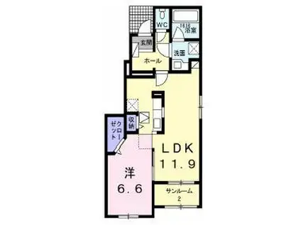 シーウエストⅡ(1LDK/1階)の間取り写真