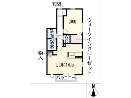 セレッソ上飯田 S棟(1LDK/1階)の間取り写真