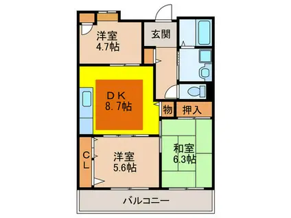 OPH北千里駅前5(3DK/1階)の間取り写真