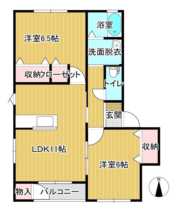 カルレ I(2LDK/2階)の間取り写真