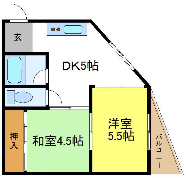 丸完ビル(2DK/2階)の間取り写真