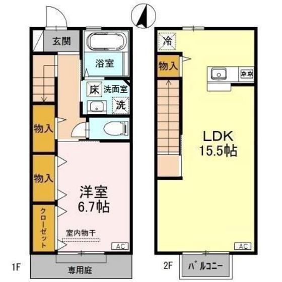 D-ROOM秋吉B棟(1LDK/1階)の間取り写真