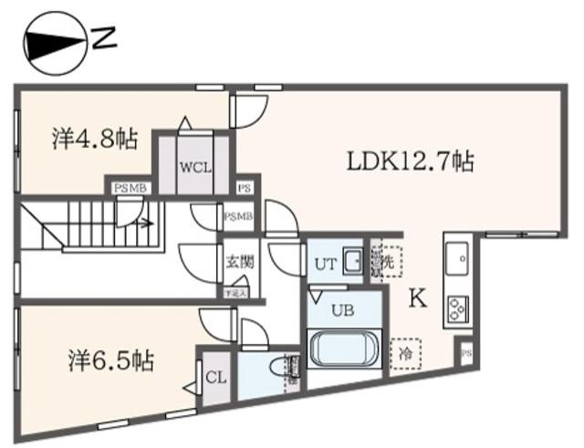 タスキSMART文京江戸川橋(2LDK/2階)の間取り写真
