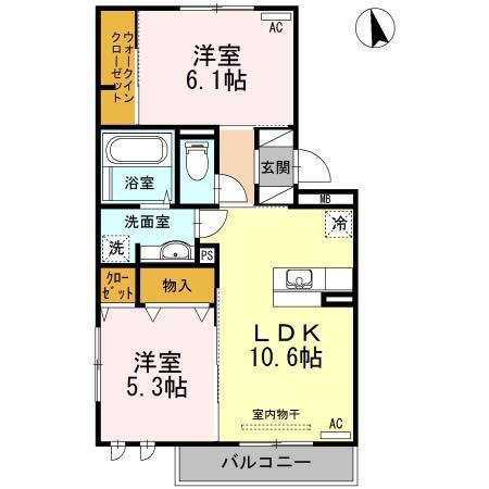 Sビレッジ (2LDK/3階)の間取り写真