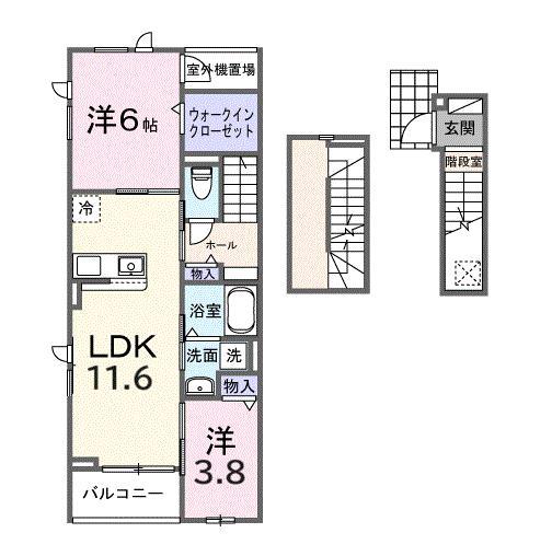 ミルト ブリッサ 大原(2LDK/3階)の間取り写真