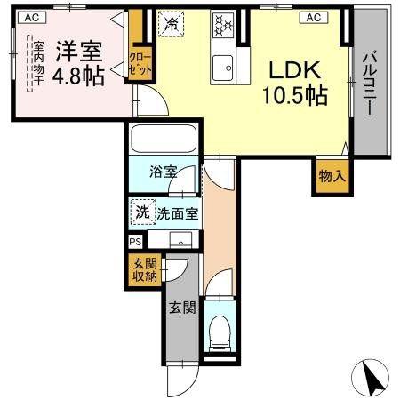 DーZEPHYR(1LDK/2階)の間取り写真