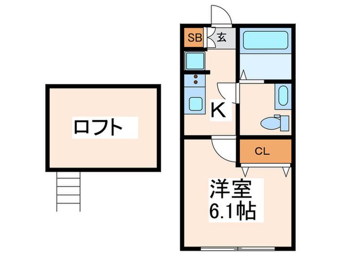 ラッキーダイム鴨居(1K/2階)の間取り写真