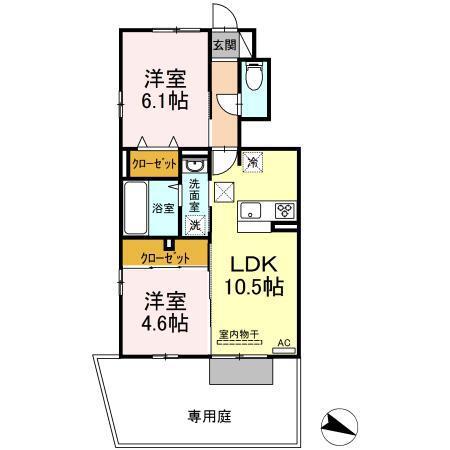 JR予讃線 多喜浜駅 徒歩30分 2階建 築4年(2LDK/1階)の間取り写真