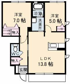 コンフォール E(2LDK/1階)の間取り写真