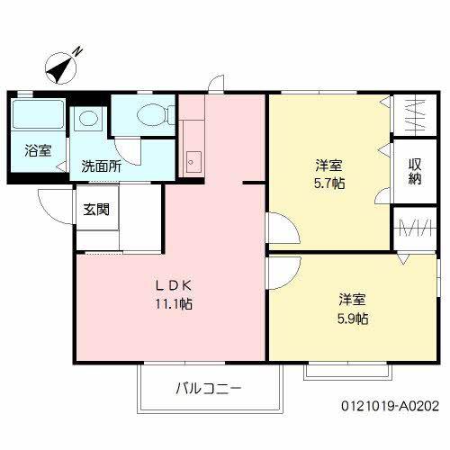 ファミールN (2LDK/2階)の間取り写真
