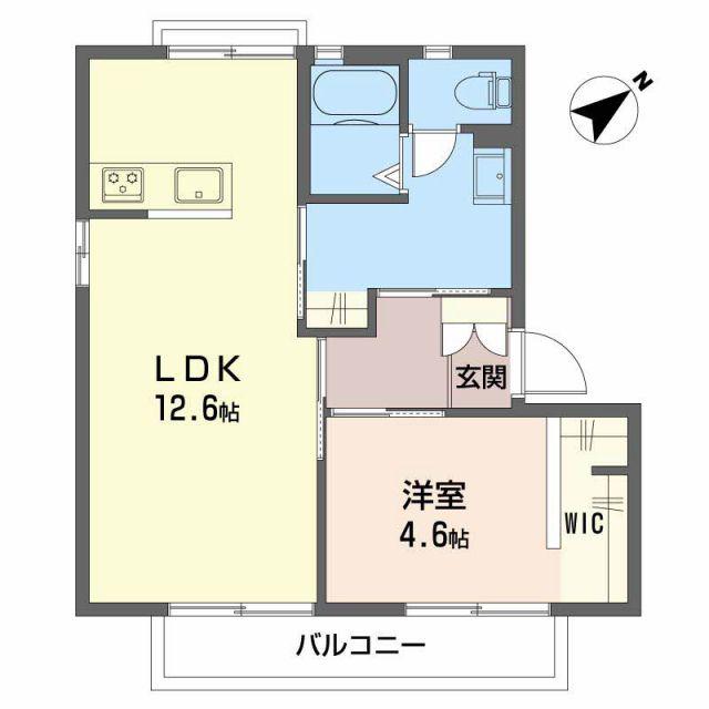 バリュージュ梶谷 A棟(1LDK/2階)の間取り写真