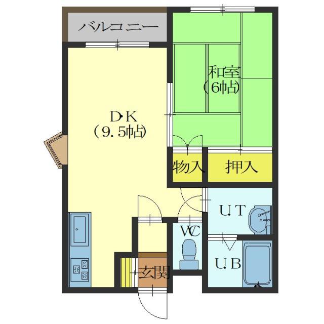 レジェンド五稜郭(1DK/3階)の間取り写真