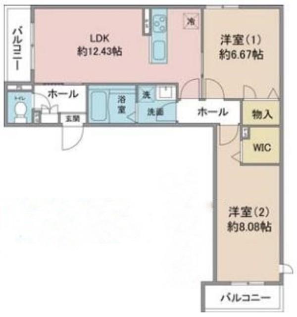 CASA LUNA(2LDK/2階)の間取り写真