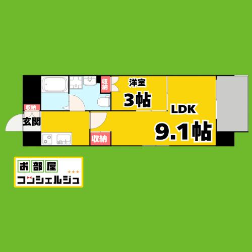 GRAMERCY SHIRAKAWA KOEN(1LDK/10階)の間取り写真