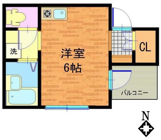 くまさんハウス(ワンルーム/2階)の間取り写真