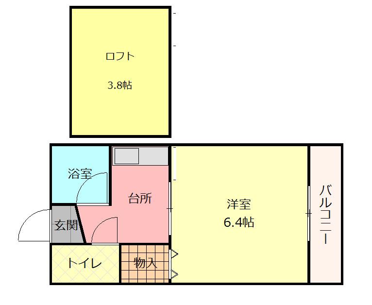キティハウス(1K/2階)の間取り写真