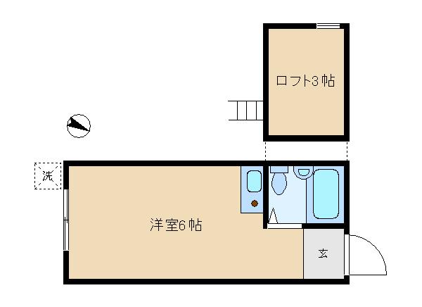 サンライズ阿佐ヶ谷B館(ワンルーム/1階)の間取り写真