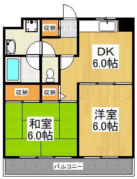 メゾンドシャンタル(2DK/1階)の間取り写真