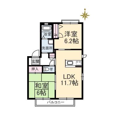 シャーメゾンシャルマン(2LDK/1階)の間取り写真