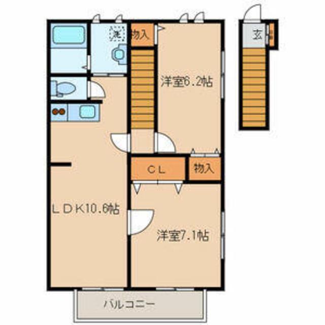 メゾンドリッシュ井荻(2LDK/2階)の間取り写真