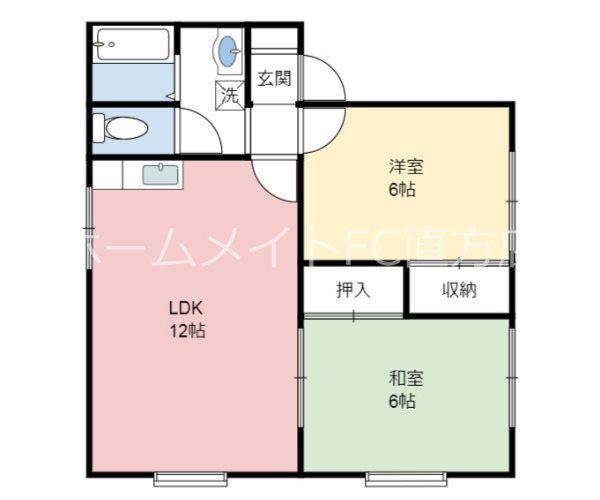 シャトーラツールI(2LDK/2階)の間取り写真