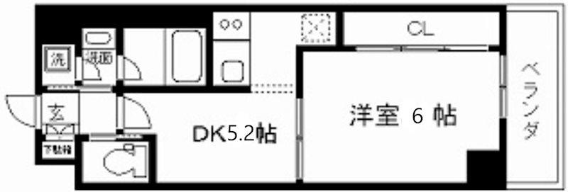 グランエターナ京都(1DK/8階)の間取り写真
