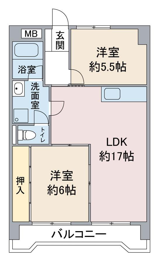 ハイツ白山(2LDK/3階)の間取り写真
