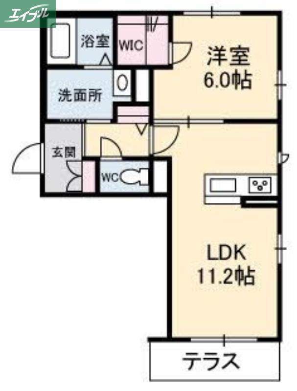 ベレオ花尻(1LDK/1階)の間取り写真