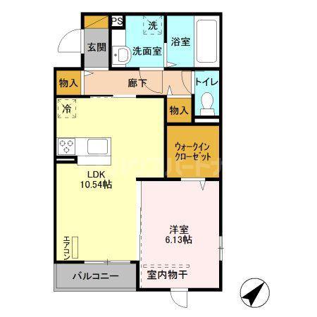 ベルクレスト(1LDK/1階)の間取り写真