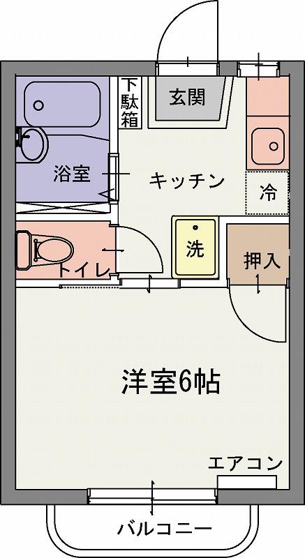 カーサうべC(1K/2階)の間取り写真