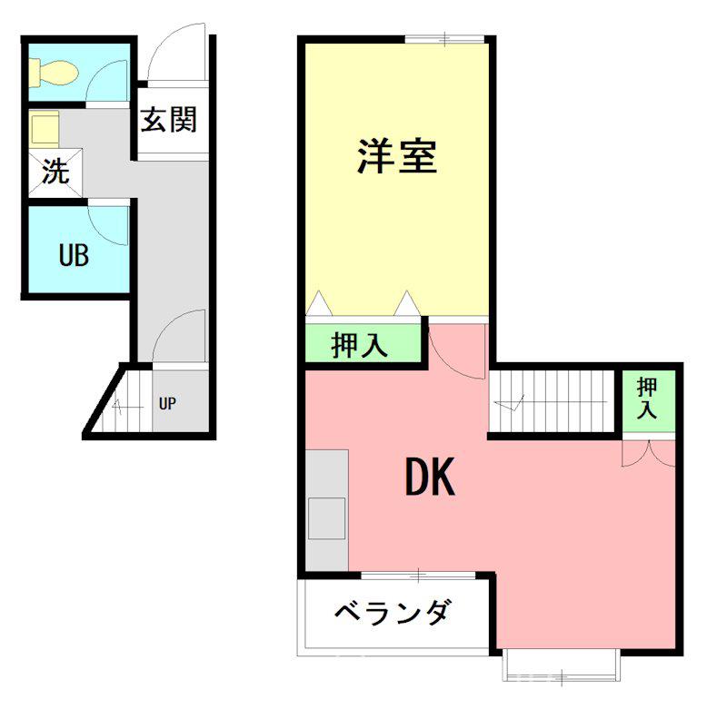 ルソレイユ・ルバンII(1LDK/1階)の間取り写真
