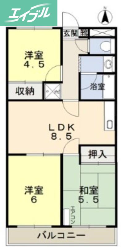 成和第3ビル(3LDK/1階)の間取り写真