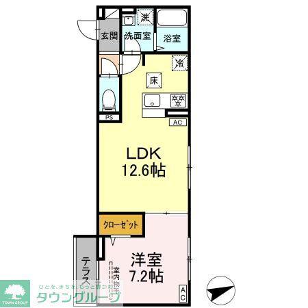 セレスティア柴又VI(1LDK/1階)の間取り写真