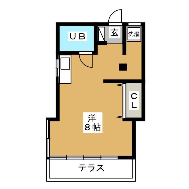 ゆたか荘(ワンルーム/1階)の間取り写真