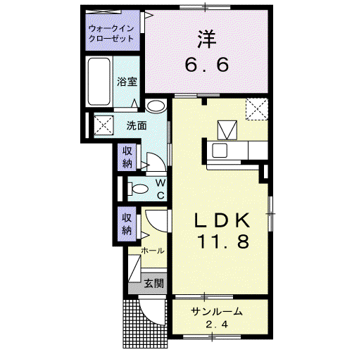 マーレ プレッソ I(1LDK/1階)の間取り写真