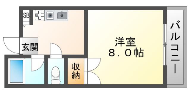 GRAN PINO 春日(ワンルーム/2階)の間取り写真