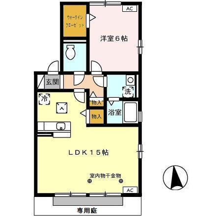 エクセル郷前(1LDK/1階)の間取り写真