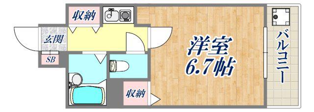 コモテリアK&M(1K/3階)の間取り写真